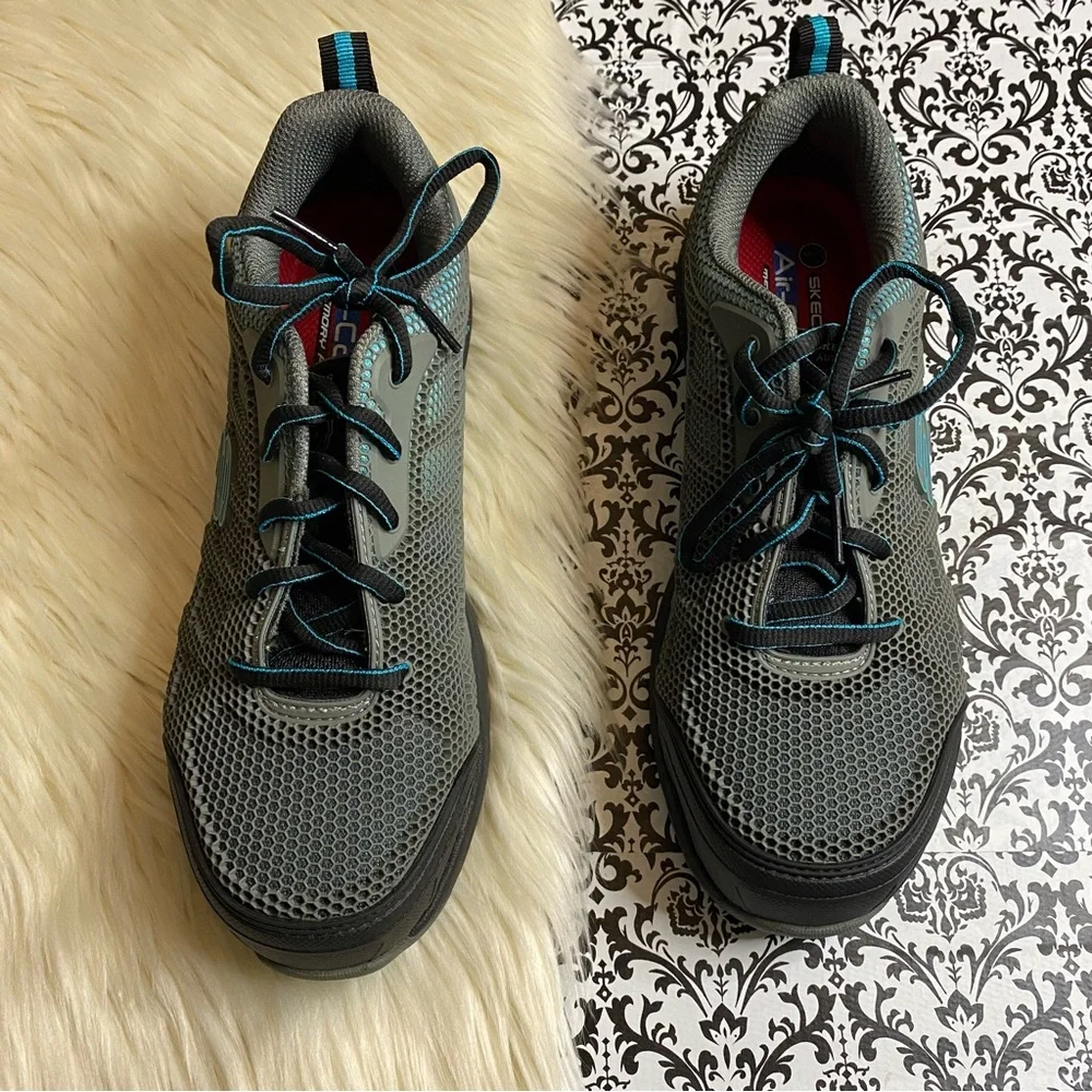 Skechers : size 8 : blue, black & grey ‘bulkin-lyndale’ steel-toe work sneakers